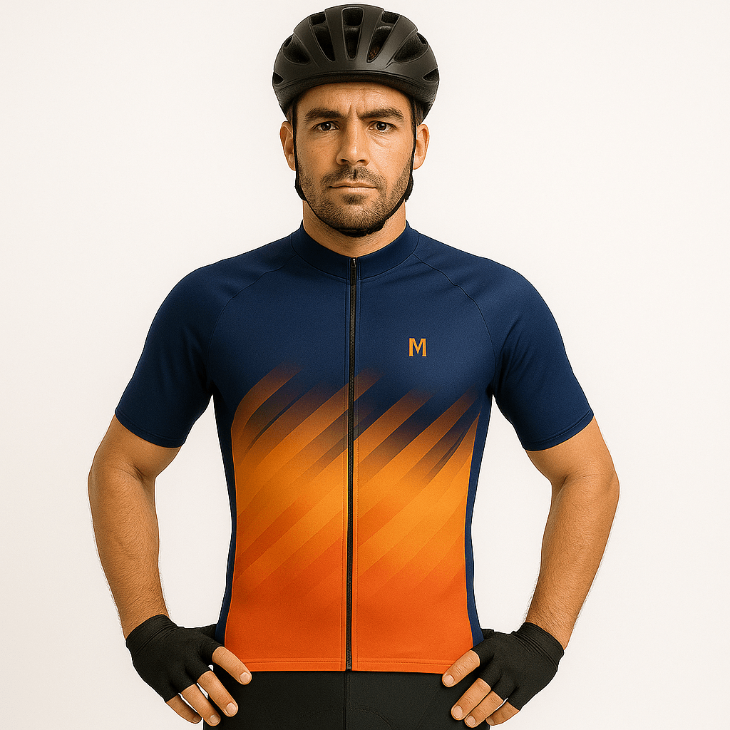 Men's Blue Orange Cycling Jersey