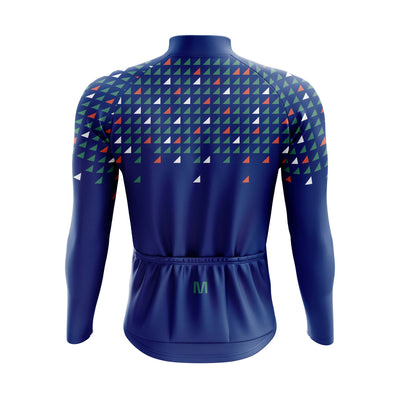 Men's Blue Triangles Long Sleeve Cycling Jersey