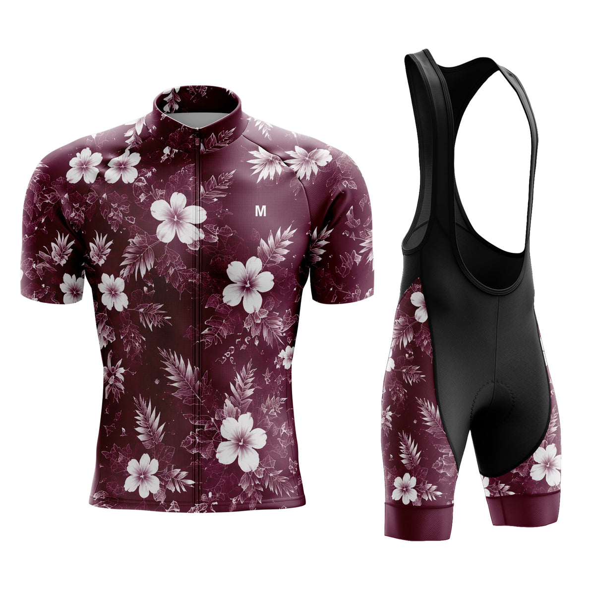 Men's Burgundy Floral Cycling Jersey or Bib Shorts 26/18 Edition