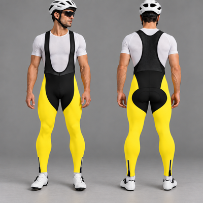 Men’s Padded Cycling Bib Pants Tights - Yellow