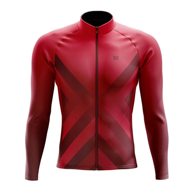 Men's Red Pattern Thermal Fleece Cycling Jacket