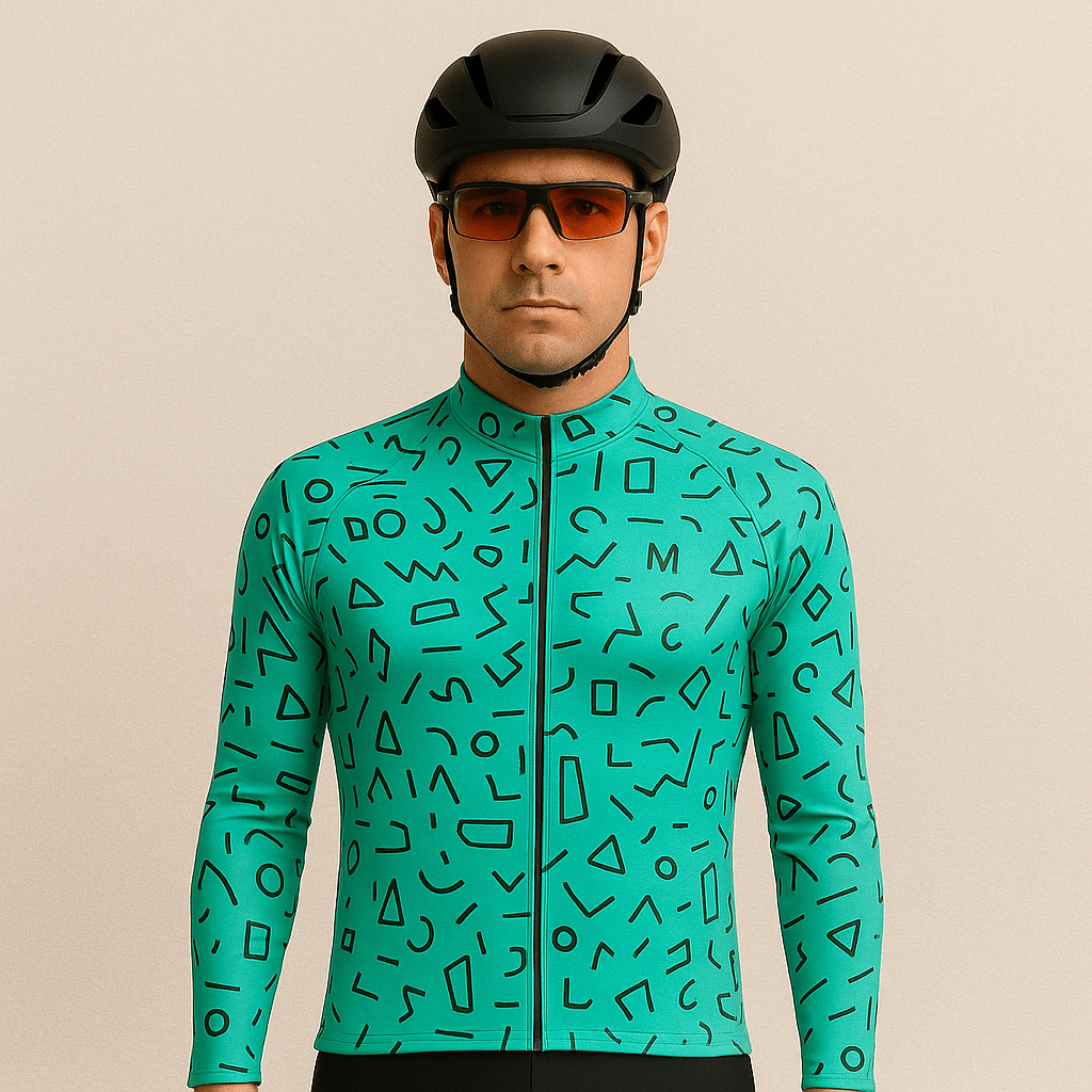 Men's Tile Figures Long Sleeve Cycling Jersey