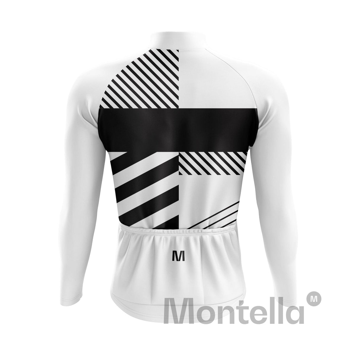Men's White Black Long Sleeve Cycling Jersey