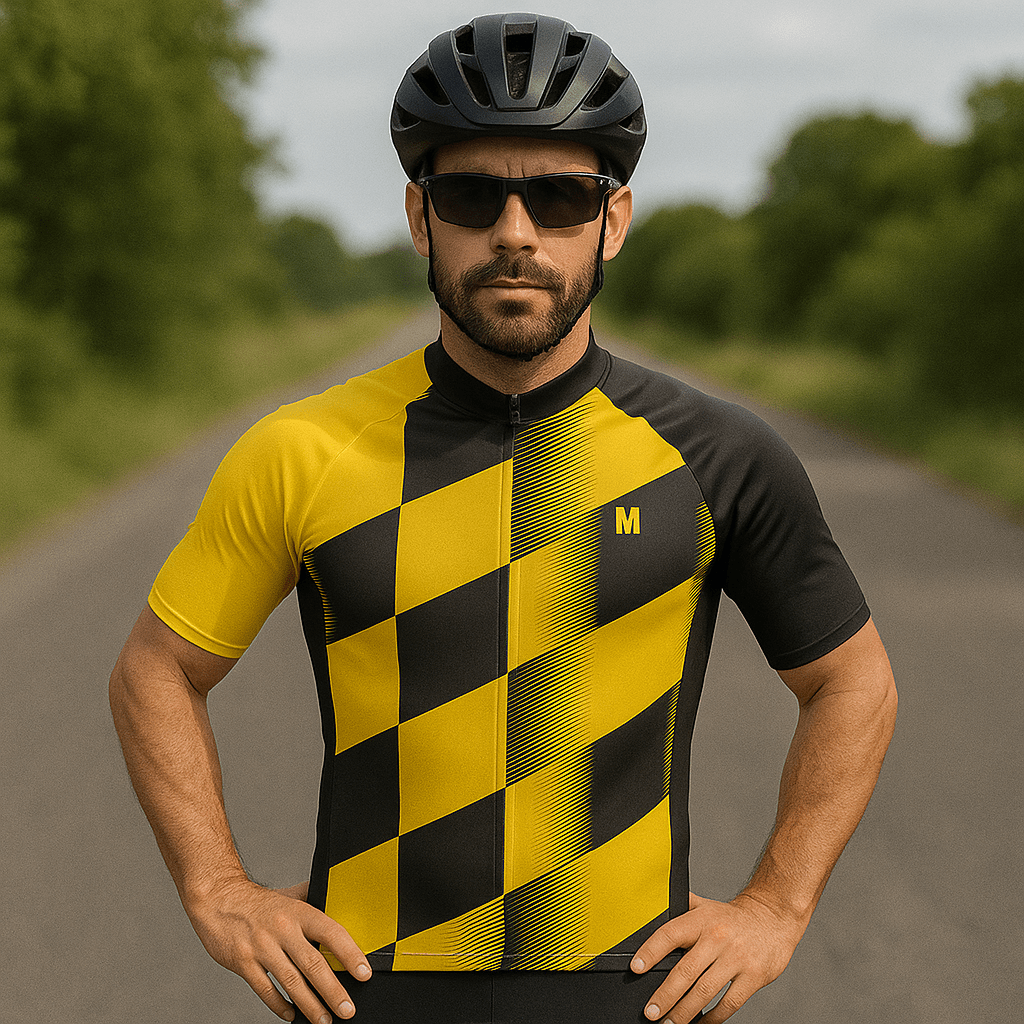 Men's Yellow Black Cycling Jersey