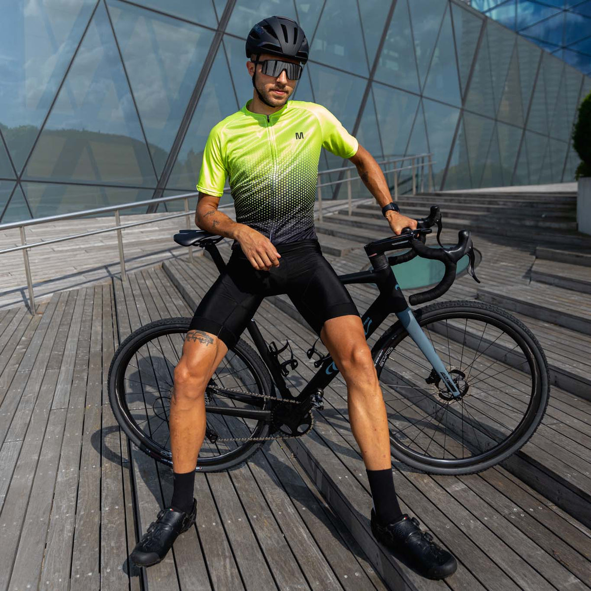 Men's Yellow Gradient Cycling Jersey