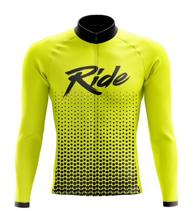 Men's Yellow Ride Long Sleeve Cycling Jersey