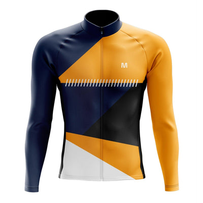 Men's Yellow Side Long Sleeve Cycling Jersey