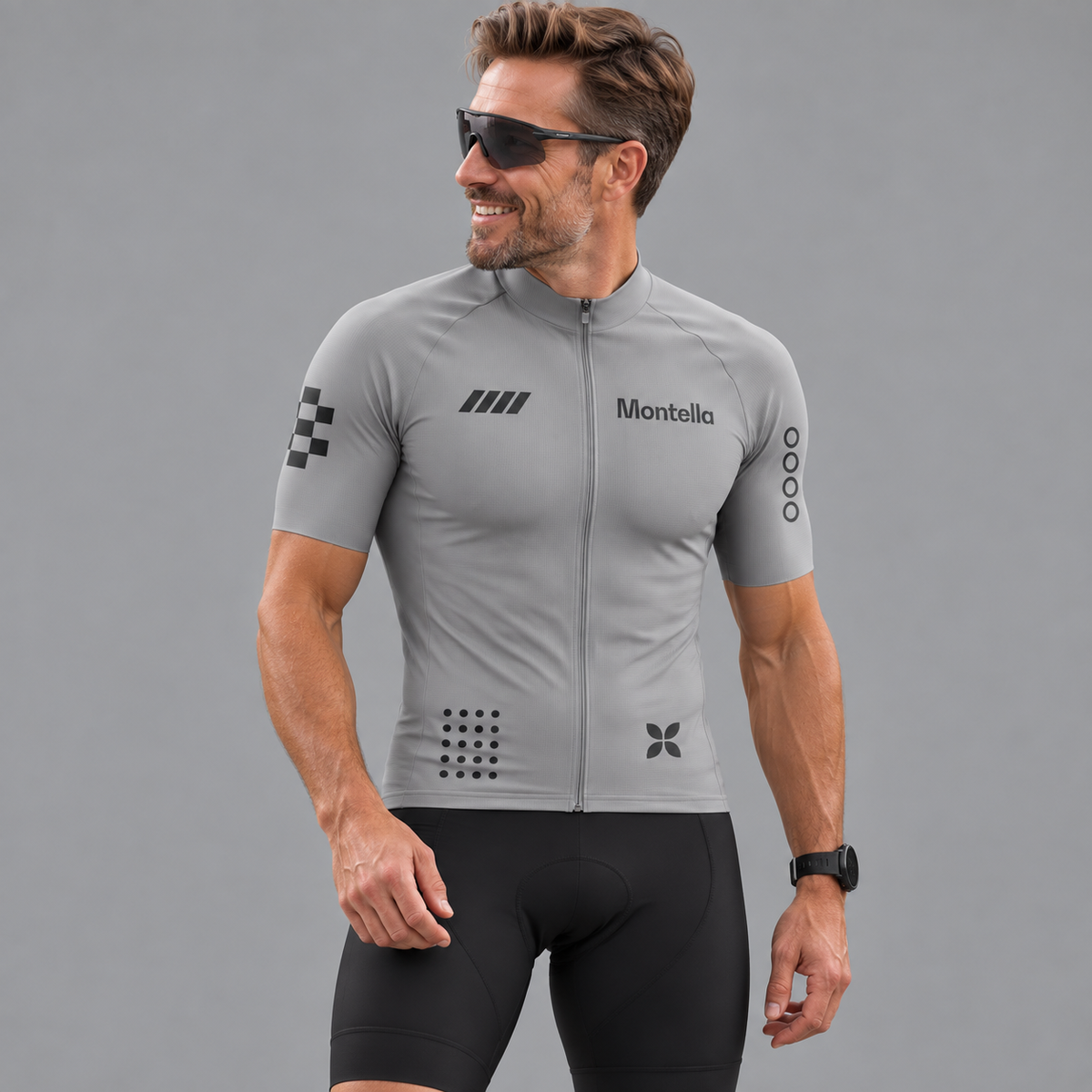 Men's Grey Cycling Jersey or Bib Shorts