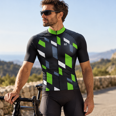 Men's Green Geo Cycling Jersey