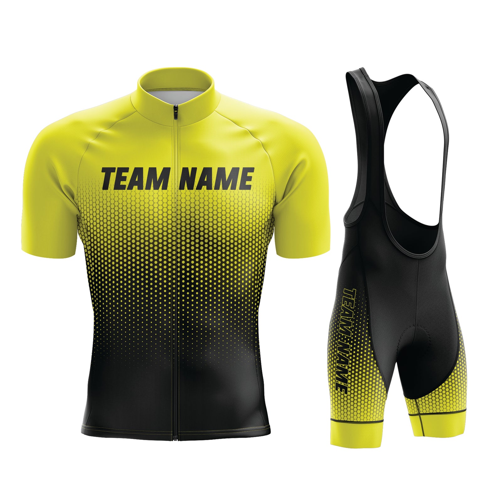 Yellow Custom Team Cycling Jersey y Bibs