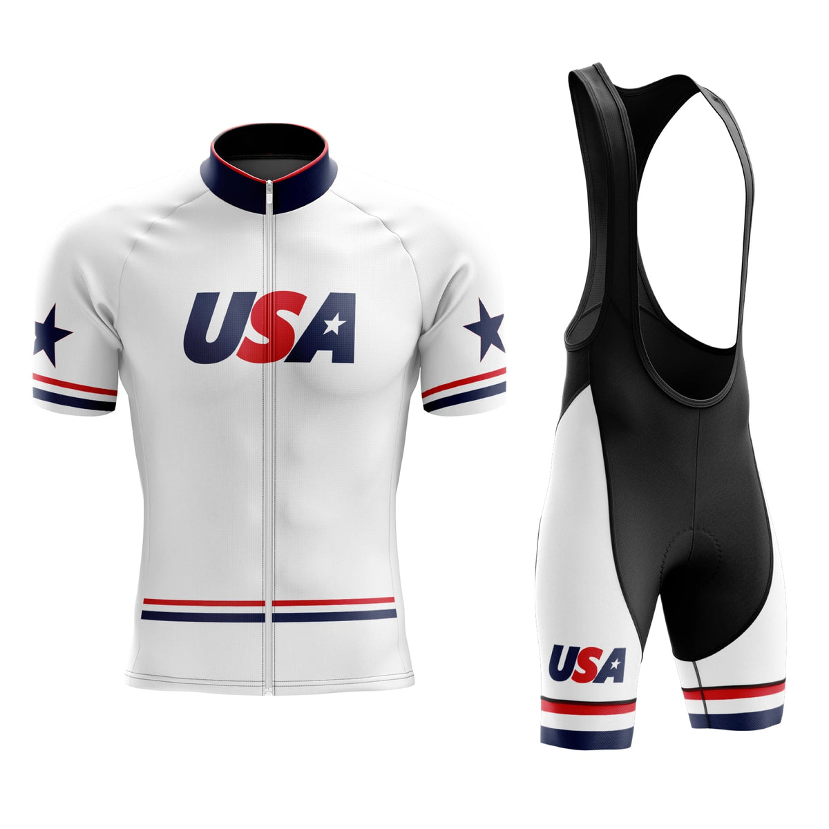 USA White Cycling Jersey or Bib Shorts