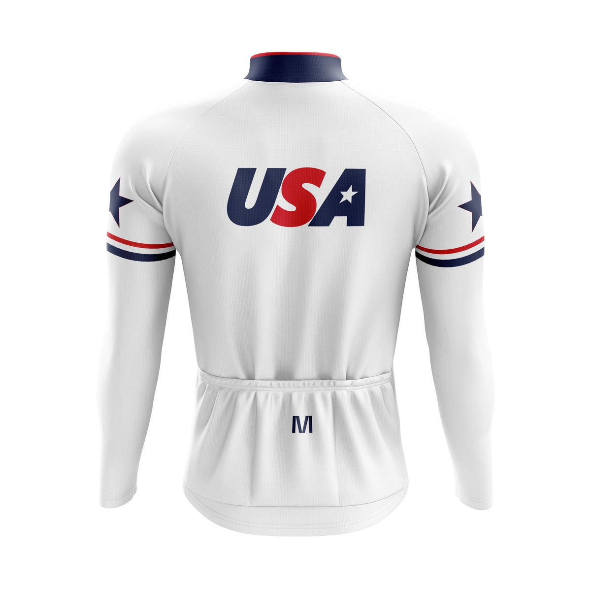 Jersey de ciclismo de manga larga de EE. UU. White White