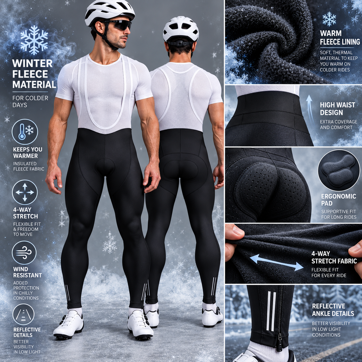 Women’s Thermal Fleece Gel Padded Cycling Bib Tights