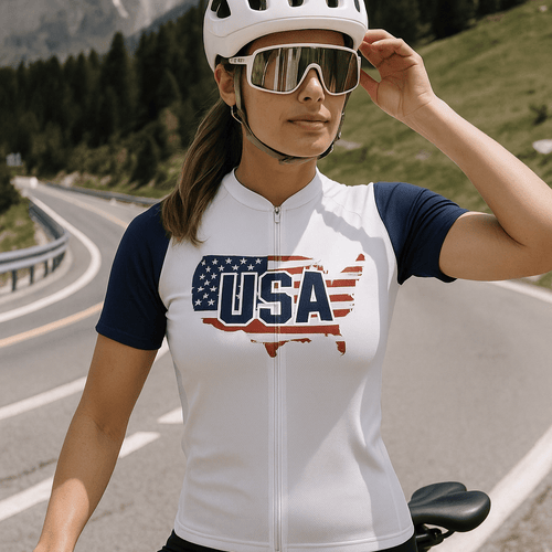 Women USA white Cycling Jersey