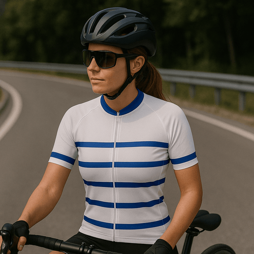 Women White Short Sleeve Cycling Jersey