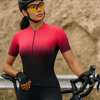 Women's Pink Gradient Short Sleeve Cycling Jersey