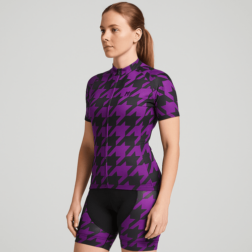 Women's Purple Houndstooth Cycling Jersey