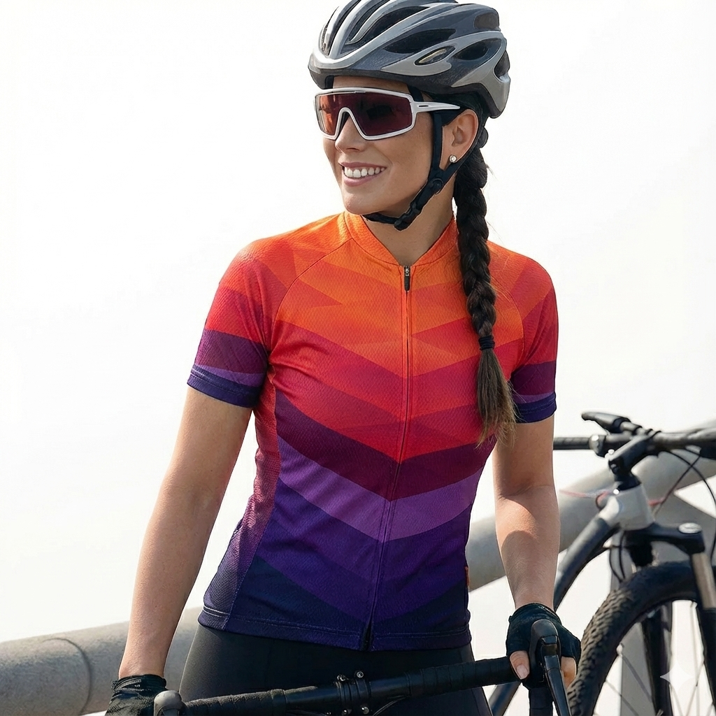 Women's Orange Pattern Cycling Jersey or Shorts