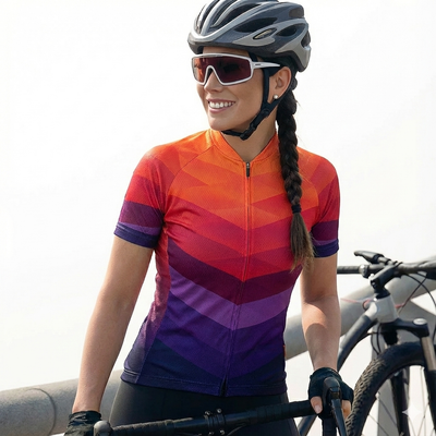 Women's Orange Pattern Cycling Jersey or Shorts