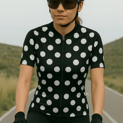 Women's Polka Dot Black Cycling Jersey