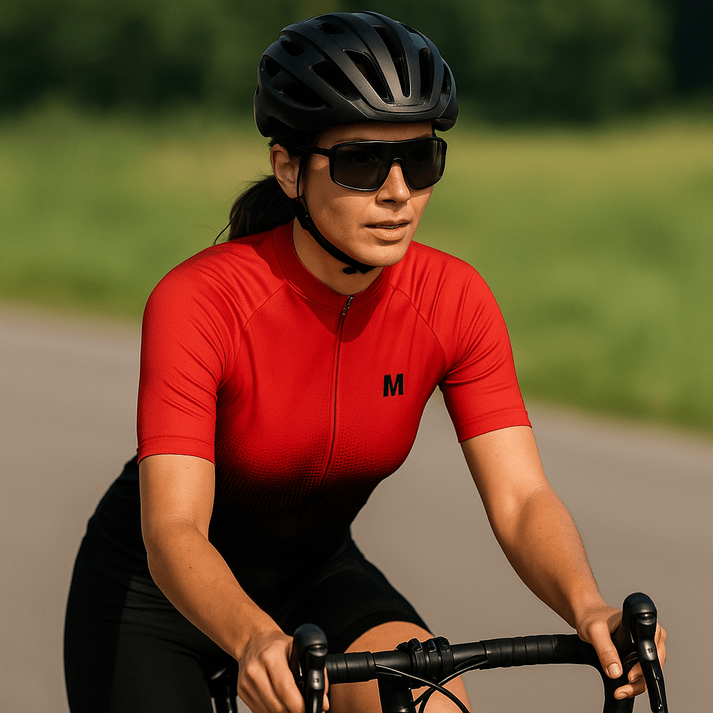 Women's Red Gradient Cycling Jersey