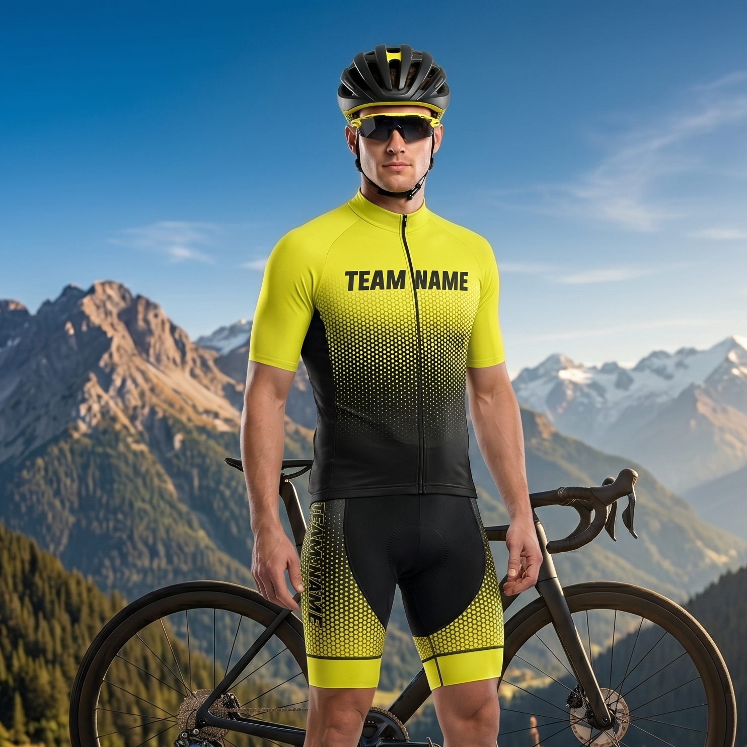 Yellow Custom Team Cycling Jersey or Bib Shorts