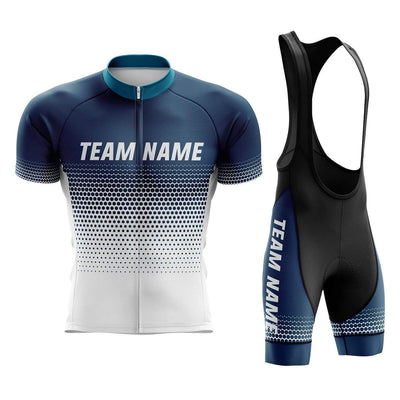 Custom Blue Cycling Team Jersey and Bib Shorts