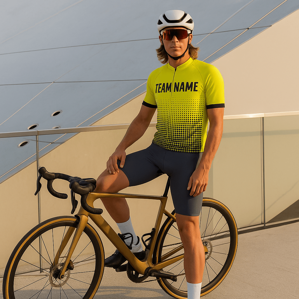 custom cycling shirts yellow