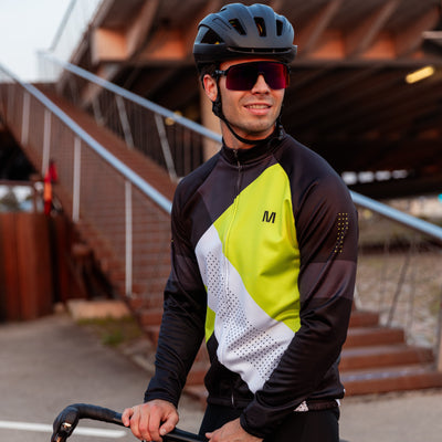 Jersey de ciclismo de manga de ángulo negro de los hombres