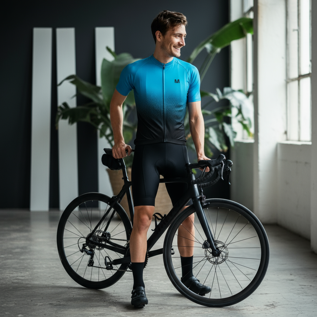 Men's Blue Gradient Cycling Jersey