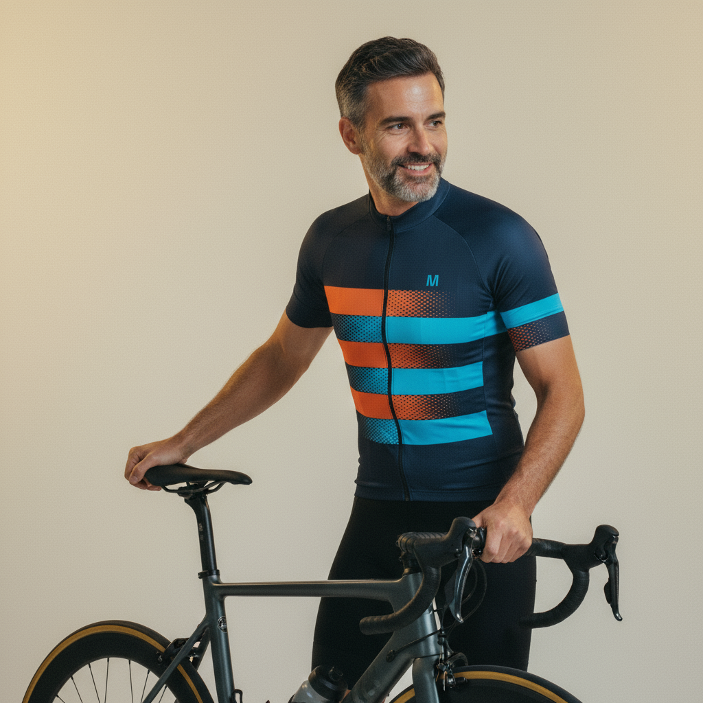 Jersey de ciclismo azul del lado de los hombres