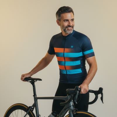 Jersey de ciclismo azul del lado de los hombres