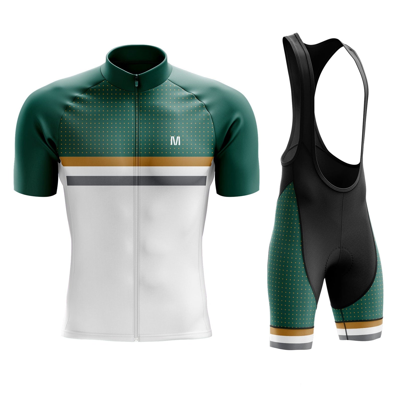 Men's White Green Cycling Jersey or Bib Shorts