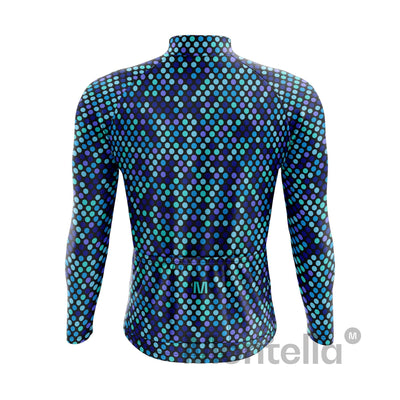 Men's Blue Dots Long Sleeve Cycling Jersey