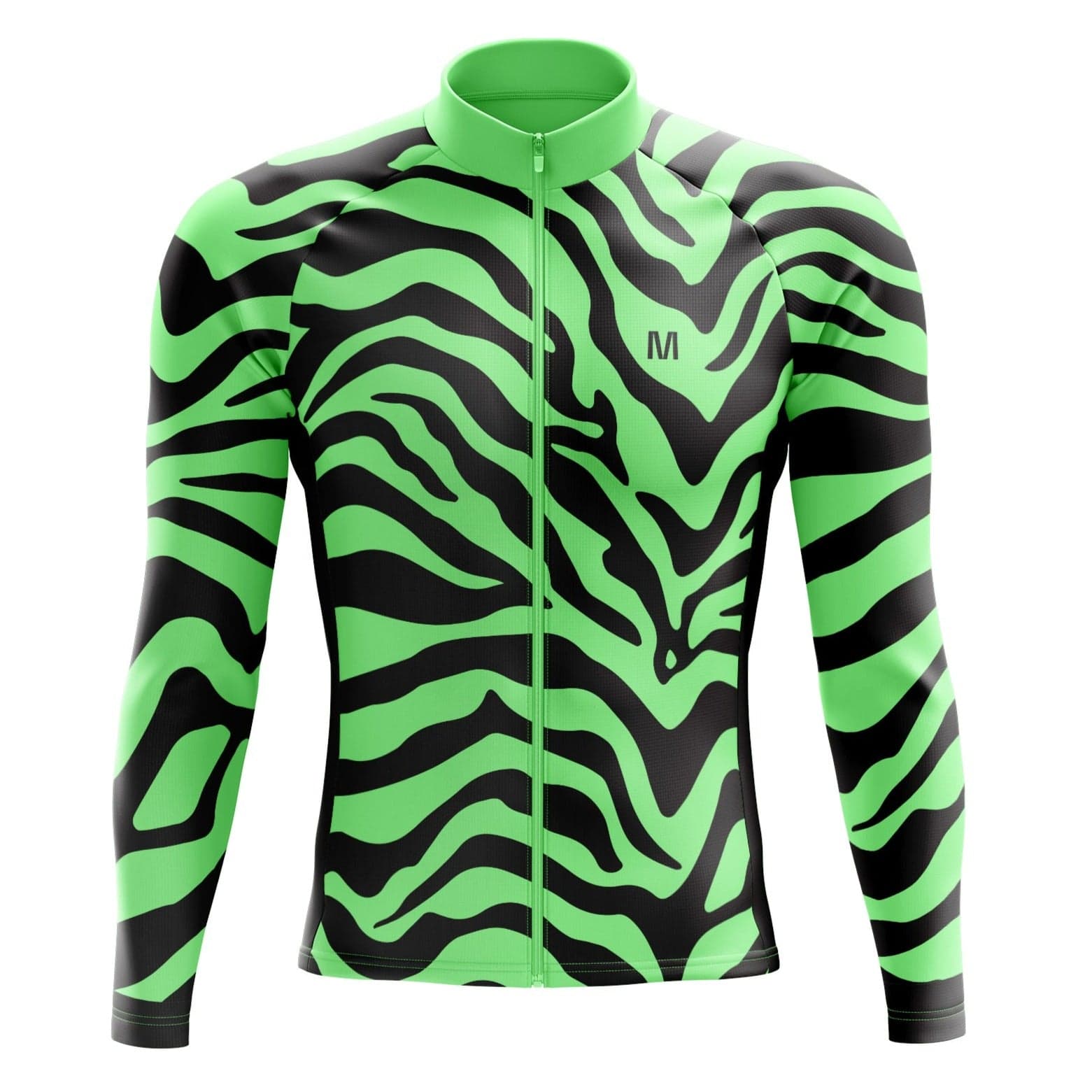 Men's Green Animal Long Sleeve Cycling Jersey