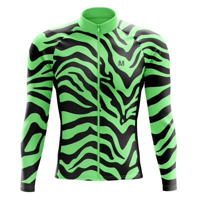 Men's Green Animal Long Sleeve Cycling Jersey