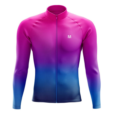 Men's Pink Gradient Long Sleeve Cycling Jersey