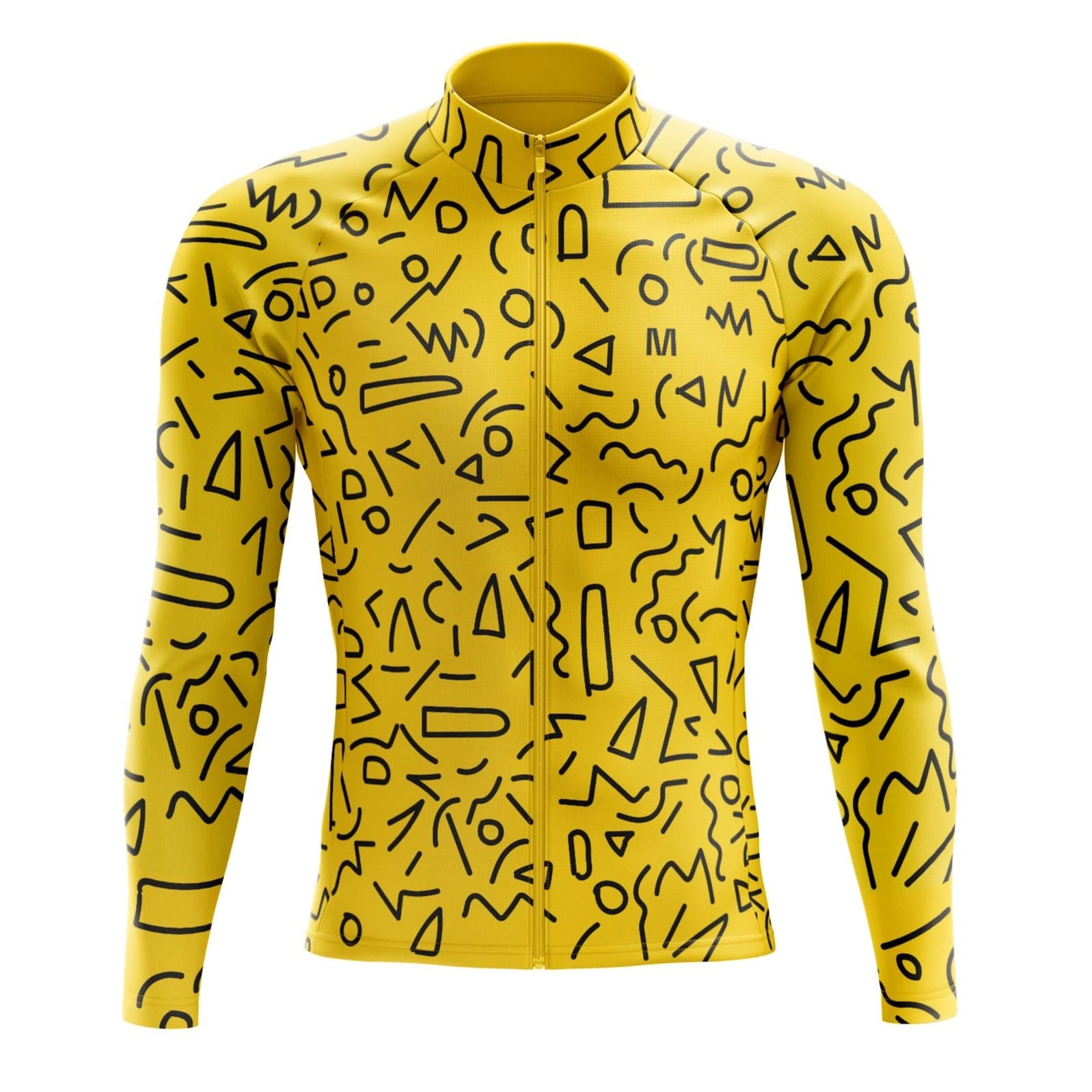 Men's Yellow Figures Long Sleeve Cycling Jersey