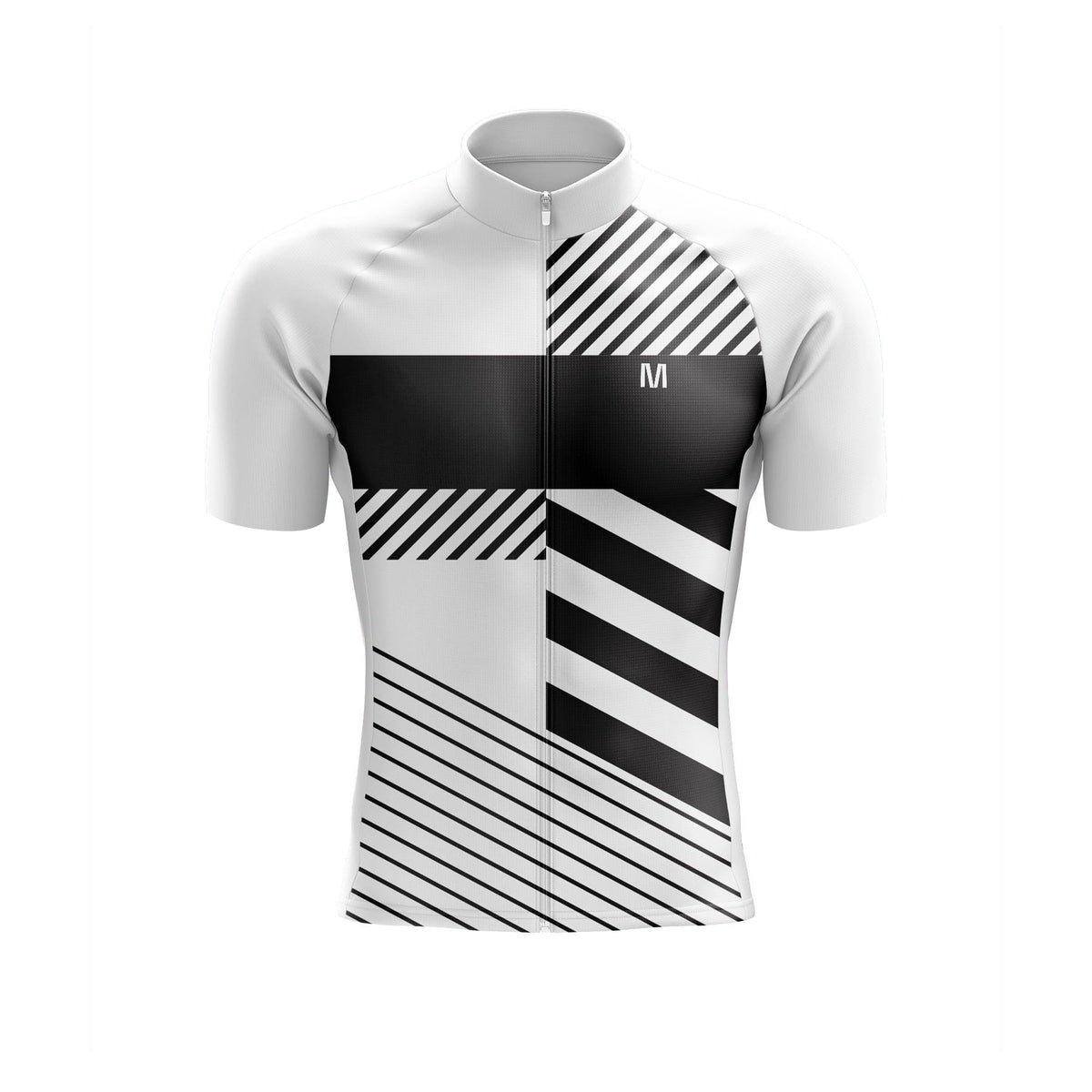 Men's White Black Cycling Jersey