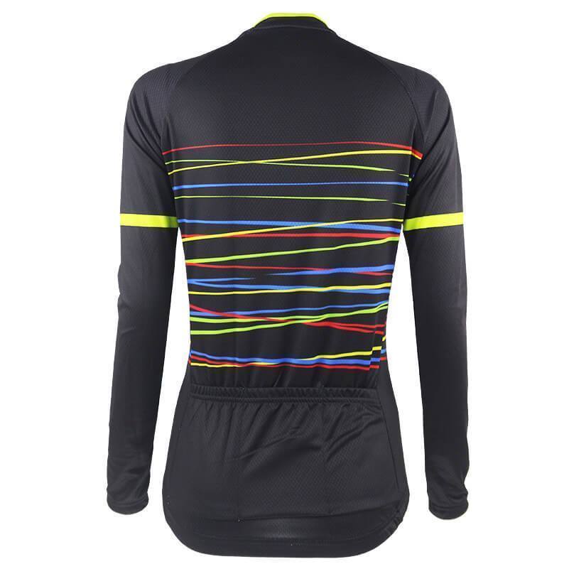 Women's Black Lines Long Sleeve Cycling Jersey