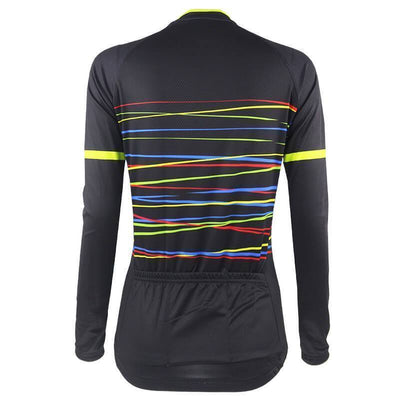 Women's Black Lines Long Sleeve Cycling Jersey