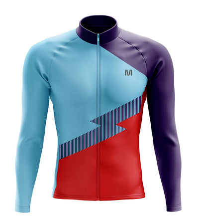 Montella Cycling Men Long Sleeve Men's Blue Side Long Sleeve Cycling Jersey