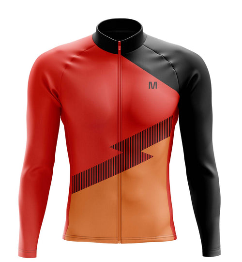 Montella Cycling Men Long Sleeve Men's Orange Side Long Sleeve Cycling Jersey