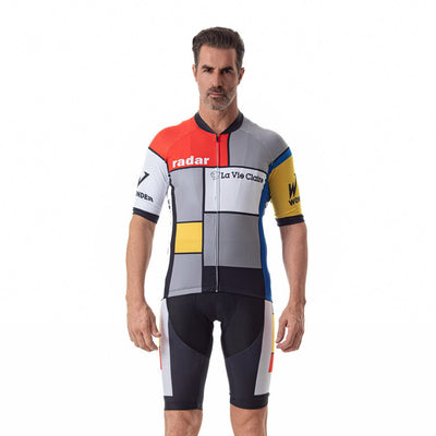 top-cycling-wear Jerseys XS Men's Retro 1985 La Vie Claire Piet Mondrian Cycling Jersey