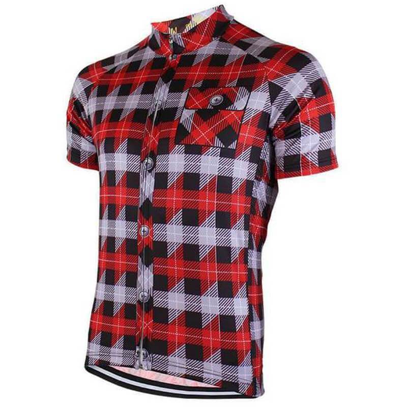Red & Black Plaid Short Sleeve Jersey