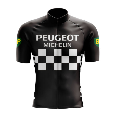 Men's Black Peugeot Retro Cycling Jersey