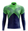 Men's Blue Green Long Sleeve Cycling Jersey