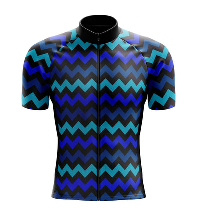 Men's Blue Zig Zag Cycling Jersey
