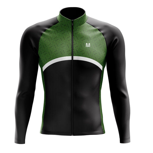 Men's Dark Green Long Sleeve Cycling Jersey