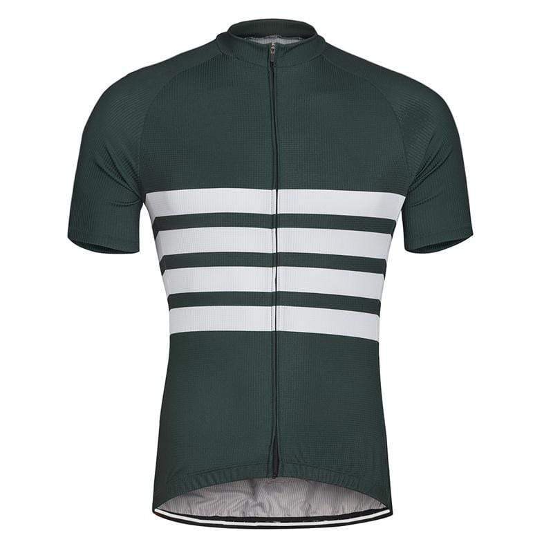 Men's Dark Green Striped Cycling Jersey